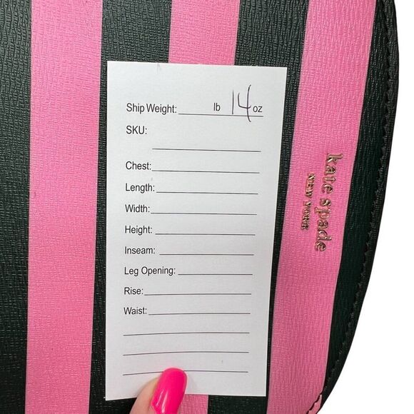 Kate Spade NWOT Sylvia Small Dome Crossbody Bag Pink & Dark Green Stripes - Picture 14 of 14